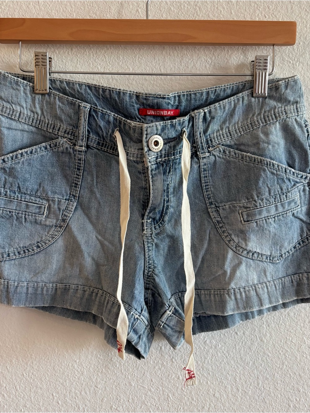 Y2K Vintage Unionbay Loose Tie Waist Denim Shambray Shorts Size 5